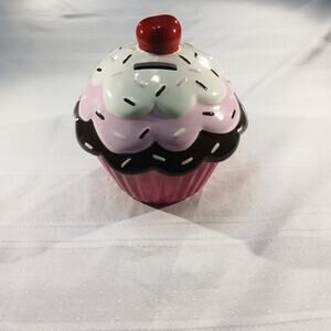 F.A.B Starpoint Cupcake Ceramic Coin Bank Pink Frosting Sprinkles Piggy Bank